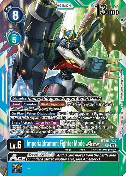 Imperialdramon: Fighter Mode ACE (#BT16-027 R) (Beginning Observer) Near Mint Foil