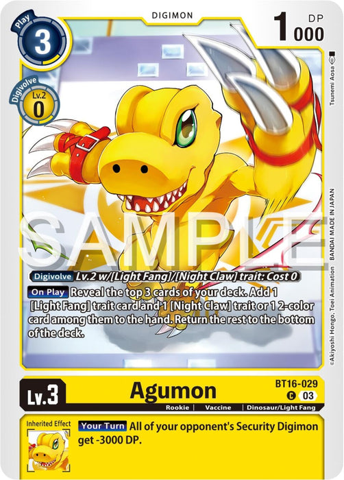 Image for Agumon (BT16-029 C) - Digimon Card Game
