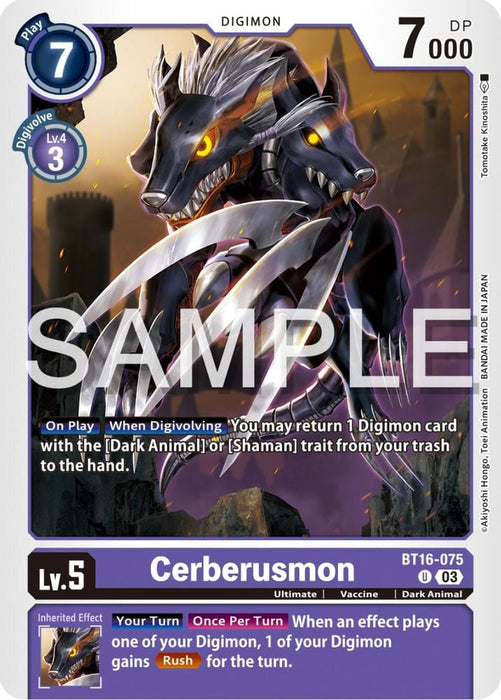 Cerberusmon (#BT16-075 U) (Beginning Observer) Near Mint
