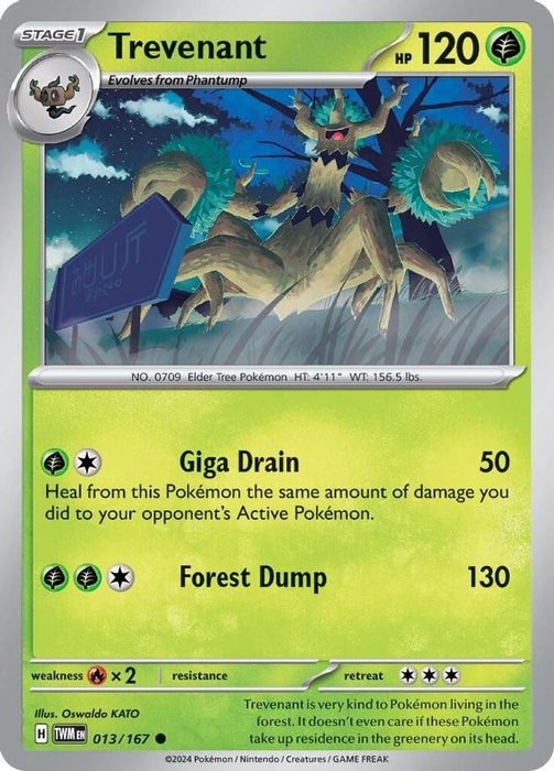 Trevenant (#013/167) (SV06: Twilight Masquerade) Near Mint Reverse Holofoil