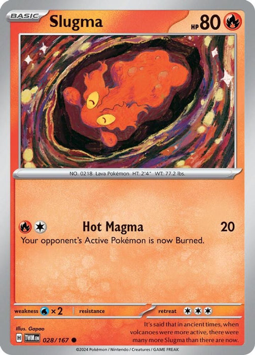 Slugma (#028/167) (SV06: Twilight Masquerade) Near Mint Reverse Holofoil