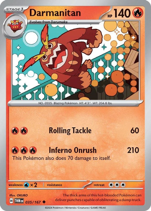 Darmanitan (#035/167) (SV06: Twilight Masquerade) Near Mint Reverse Holofoil