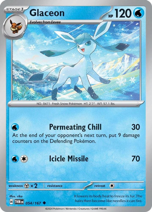 Glaceon (#054/167) (SV06: Twilight Masquerade) Near Mint Reverse Holofoil