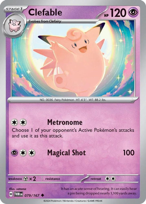 Clefable (#079/167) (SV06: Twilight Masquerade) Near Mint Reverse Holofoil