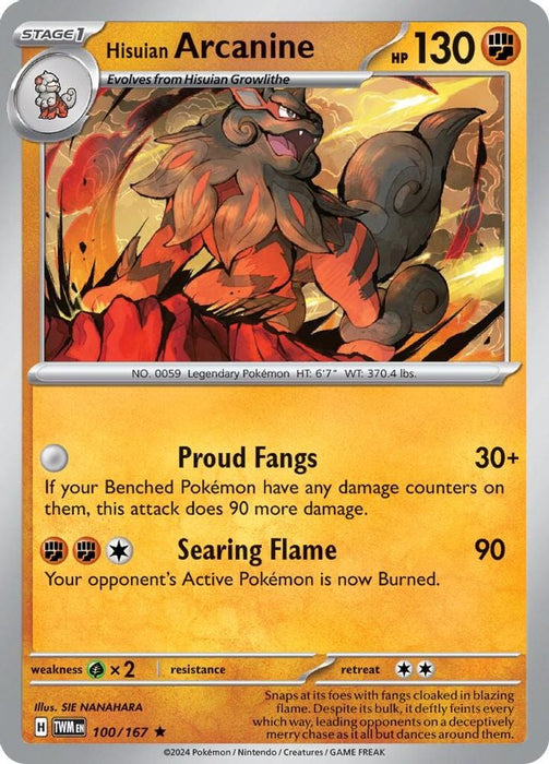 Hisuian Arcanine (#100/167) (SV06: Twilight Masquerade)