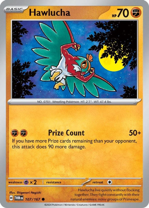 Hawlucha (#107/167) (SV06: Twilight Masquerade) Near Mint Reverse Holofoil