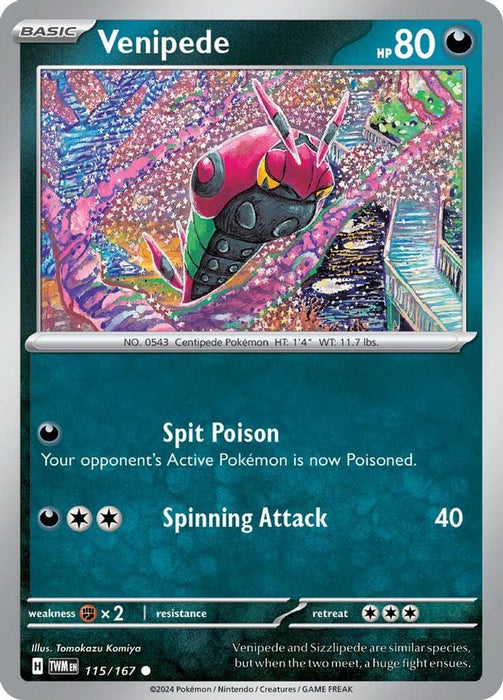 Venipede (#115/167) (SV06: Twilight Masquerade) Near Mint Reverse Holofoil