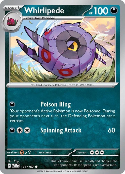Whirlipede (#116/167) (SV06: Twilight Masquerade) Near Mint Reverse Holofoil