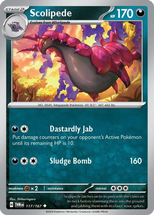 Scolipede (#117/167) (SV06: Twilight Masquerade) Near Mint Reverse Holofoil