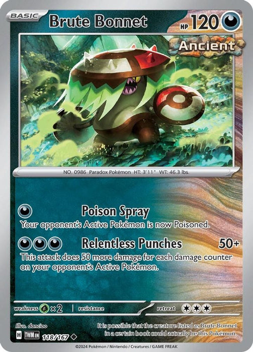 Brute Bonnet (#118/167) (SV06: Twilight Masquerade) Near Mint Reverse Holofoil
