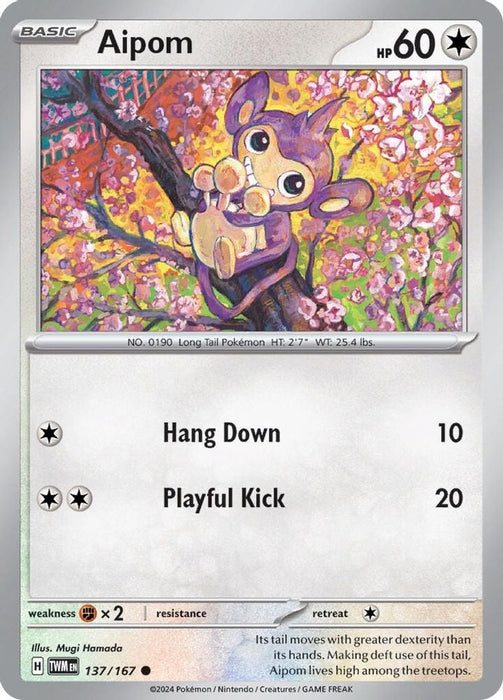 Aipom (#137/167) (SV06: Twilight Masquerade) Near Mint Reverse Holofoil