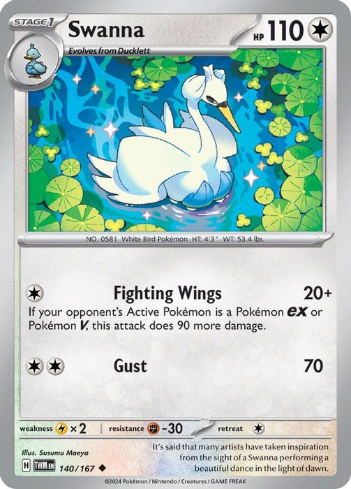 Swanna (#140/167) (SV06: Twilight Masquerade) Near Mint Reverse Holofoil