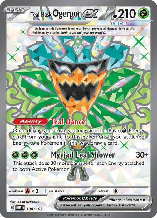 Teal Mask Ogerpon ex 190 167 (#190/167) (SV06: Twilight Masquerade) Near Mint Holofoil