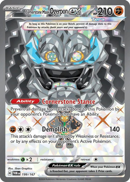 Cornerstone Mask Ogerpon ex 199 167 (#199/167) (SV06: Twilight Masquerade) Near Mint Holofoil