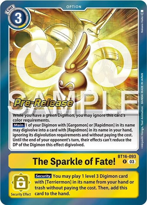 The Sparkle of Fate! (#BT16-093 R) (Beginning Observer Pre-Release Cards) Near Mint Foil