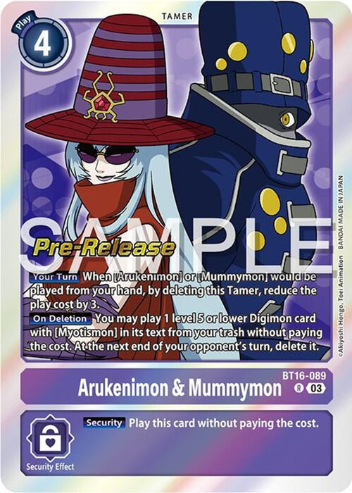 Arukenimon & Mummymon (#BT16-089 R) (Beginning Observer Pre-Release Cards) Near Mint Foil
