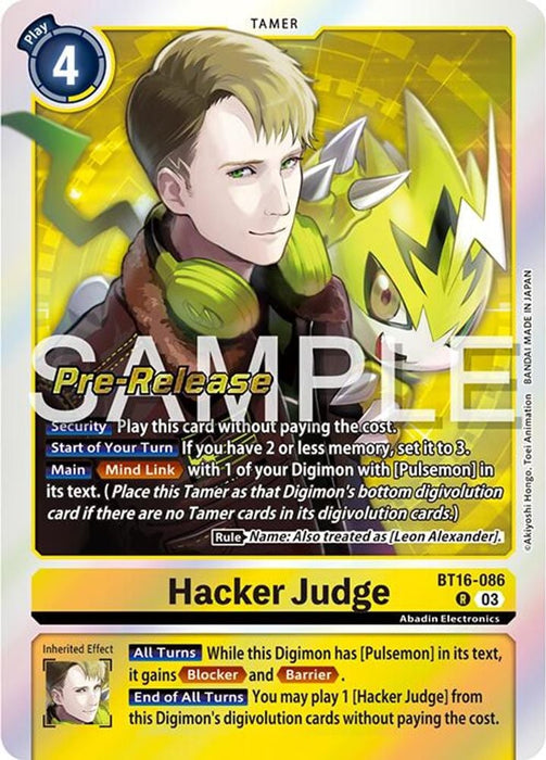 Hacker Judge (#BT16-086 R) (Beginning Observer Pre-Release Cards) Near Mint Foil