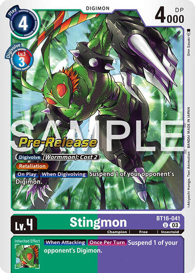 Stingmon (#BT16-041 U) (Beginning Observer Pre-Release Cards)
