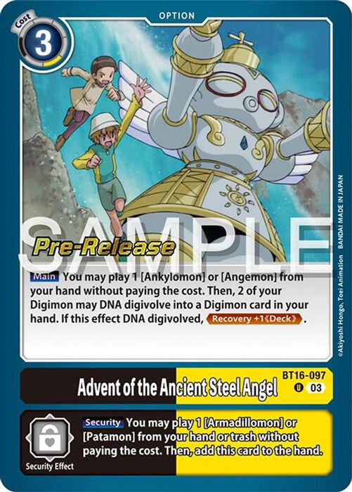 Advent of the Ancient Steel Angel (#BT16-097 U) (Beginning Observer Pre-Release Cards) Near Mint Foil