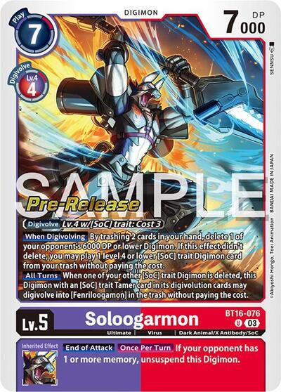Soloogarmon (#BT16-076 U) (Beginning Observer Pre-Release Cards)