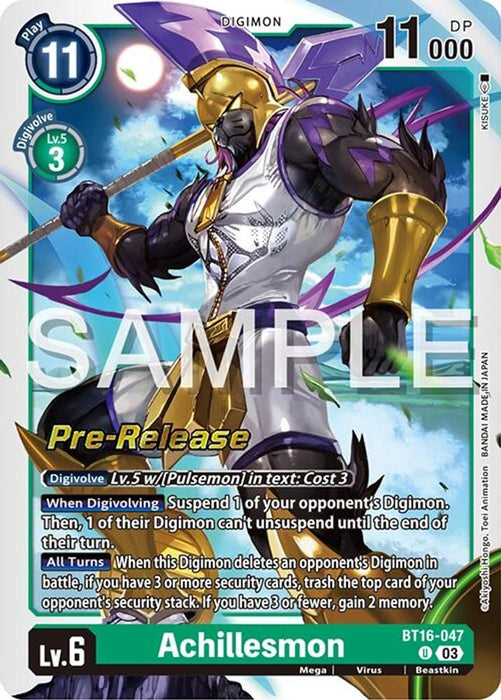 Achillesmon (#BT16-047 U) (Beginning Observer Pre-Release Cards) Near Mint Foil
