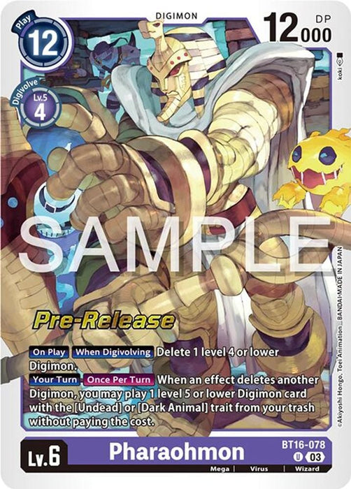 Pharaohmon (#BT16-078 U) (Beginning Observer Pre-Release Cards) Near Mint Foil