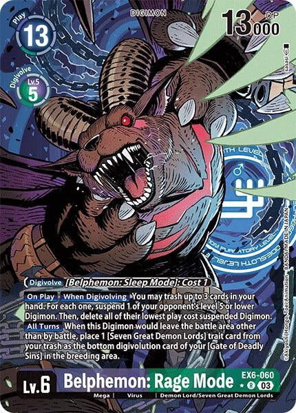 Image for Belphemon: Rage Mode (Alternate Art) (EX6-060 R) - Digimon Card Game