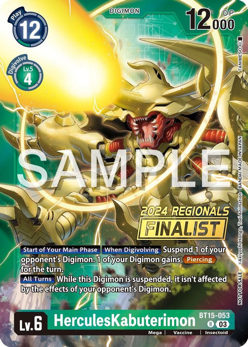 HerculesKabuterimon (2024 Regionals Finalist) (#BT15-053 R) (Exceed Apocalypse) Near Mint Foil