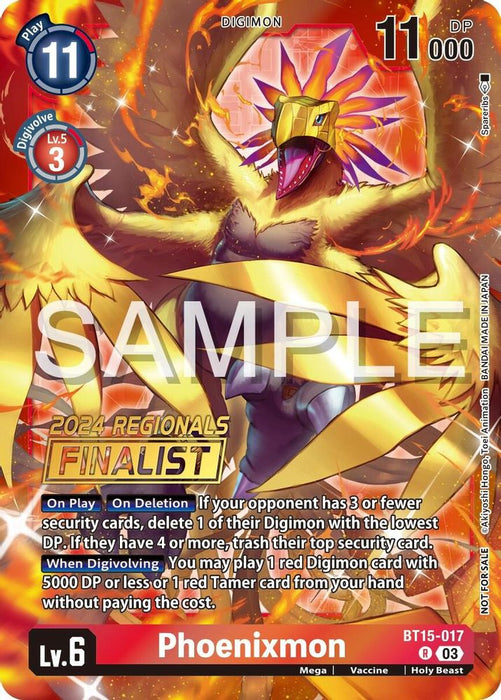 Phoenixmon (2024 Regionals Finalist) (#BT15-017 R) (Exceed Apocalypse) Near Mint Foil
