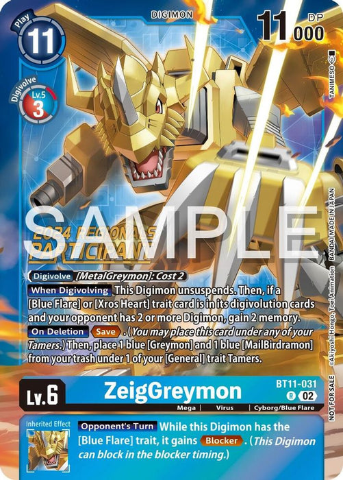 ZeigGreymon (2024 Regionals Participant) (#BT11-031 R) (Dimensional Phase) Near Mint Foil