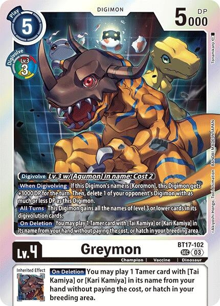 Image for Greymon (BT17-102 SEC) - Digimon Card Game