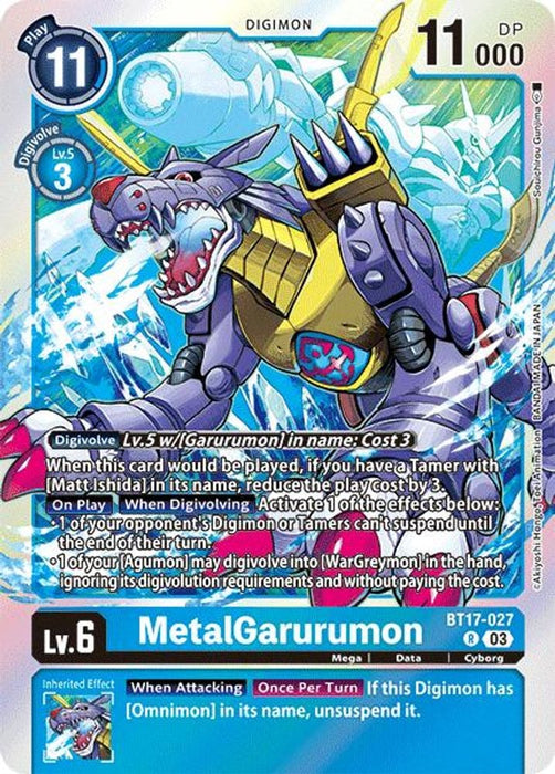 MetalGarurumon (#BT17-027 R) (Secret Crisis) Near Mint Foil
