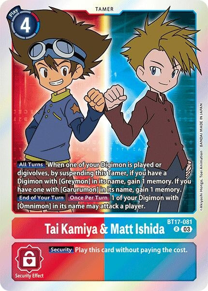 Image for Tai Kamiya & Matt Ishida (BT17-081 R) - Digimon Card Game