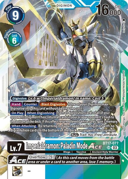 Image for Imperialdramon: Paladin Mode ACE (BT17-077 SR) - Digimon Card Game