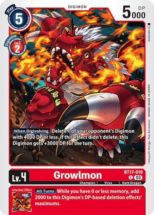 Growlmon (#BT17-010 C) (Secret Crisis) Near Mint