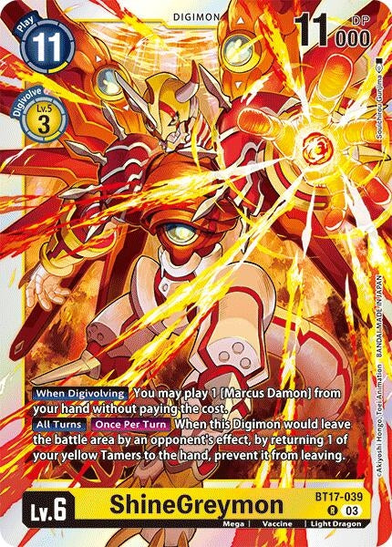 Image for ShineGreymon (BT17-039 R) - Digimon Card Game