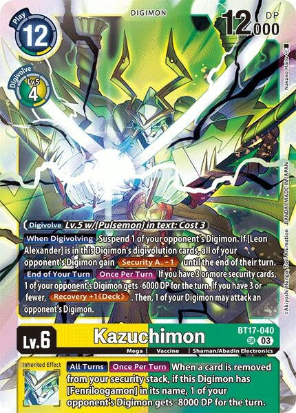 Image for Kazuchimon (BT17-040 SR) - Digimon Card Game