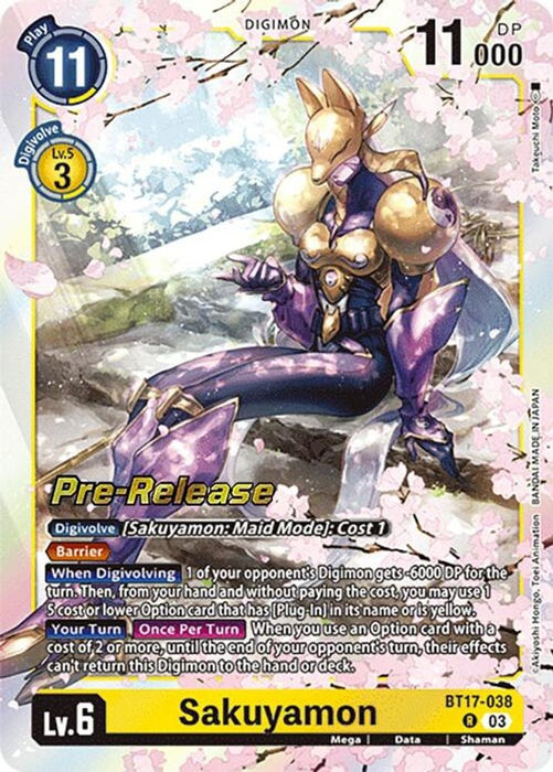 Sakuyamon (#BT17-038 R) (Secret Crisis Pre-Release Cards) Near Mint Foil