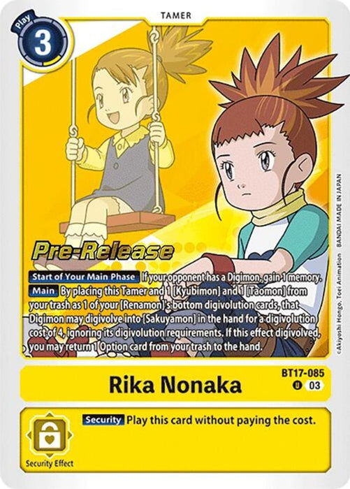 Rika Nonaka (#BT17-085 U) (Secret Crisis Pre-Release Cards) Near Mint Foil