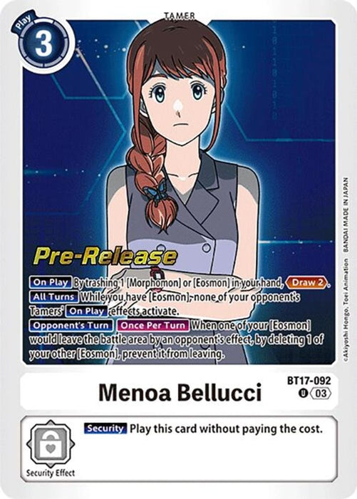 Menoa Bellucci (#BT17-092 U) (Secret Crisis Pre-Release Cards) Near Mint Foil