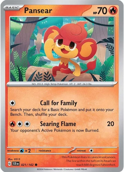 Pansear (#021/142) (SV07: Stellar Crown) Near Mint Reverse Holofoil