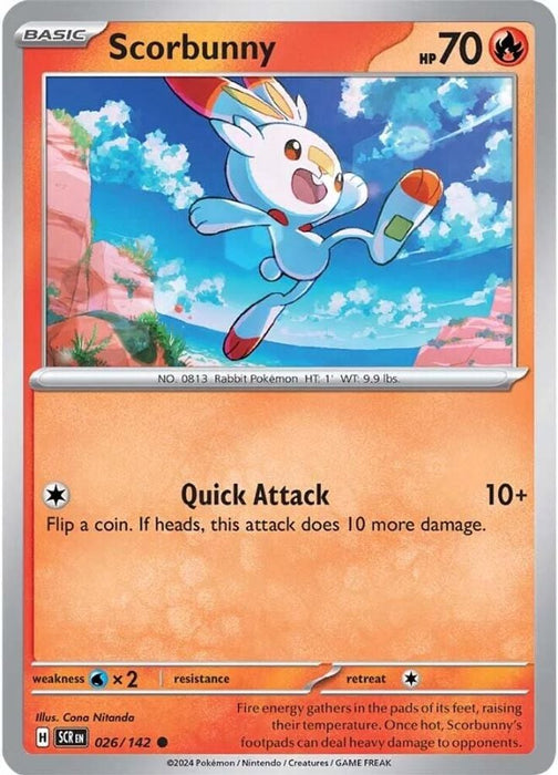 Scorbunny (#026/142) (SV07: Stellar Crown) Near Mint Reverse Holofoil