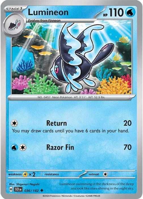Lumineon (#036/142) (SV07: Stellar Crown) Near Mint Reverse Holofoil