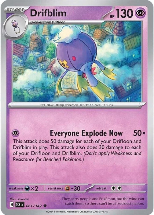 Drifblim (#061/142) (SV07: Stellar Crown) Near Mint Reverse Holofoil