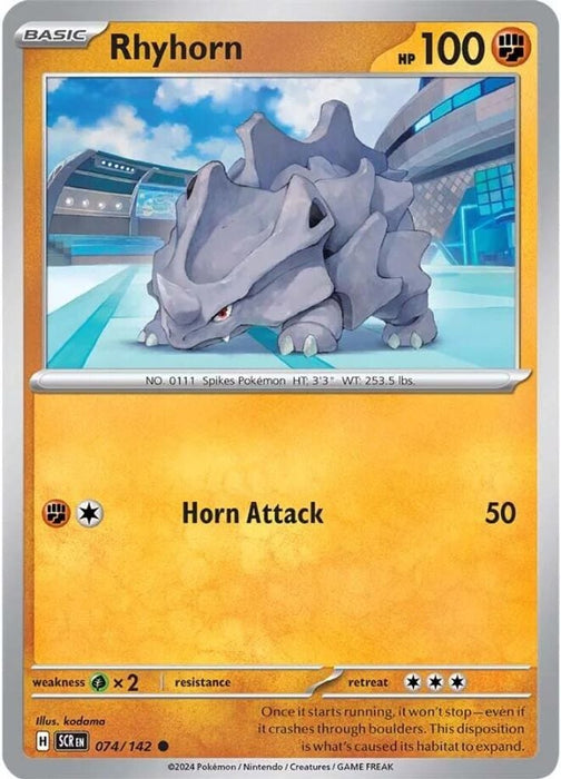 Rhyhorn (#074/142) (SV07: Stellar Crown) Near Mint Reverse Holofoil