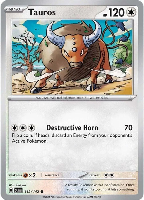 Tauros (#112/142) (SV07: Stellar Crown) Near Mint Reverse Holofoil