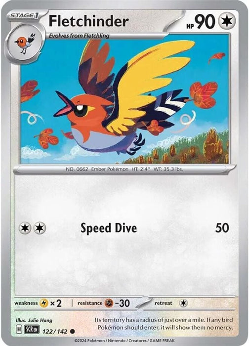 Fletchinder (#122/142) (SV07: Stellar Crown) Near Mint Reverse Holofoil