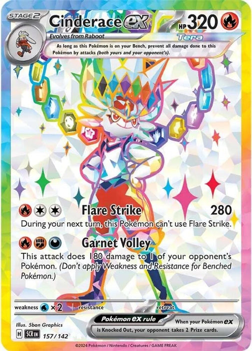 Cinderace ex 157 142 (#157/142) (SV07: Stellar Crown) Near Mint Holofoil