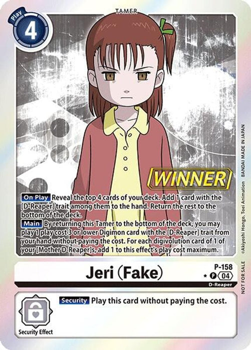 Jeri (Fake) (Store Tournament 2024 Oct. - Dec. Winner Pack) (#P-158 P) (Digimon Promotion Cards) Near Mint Foil