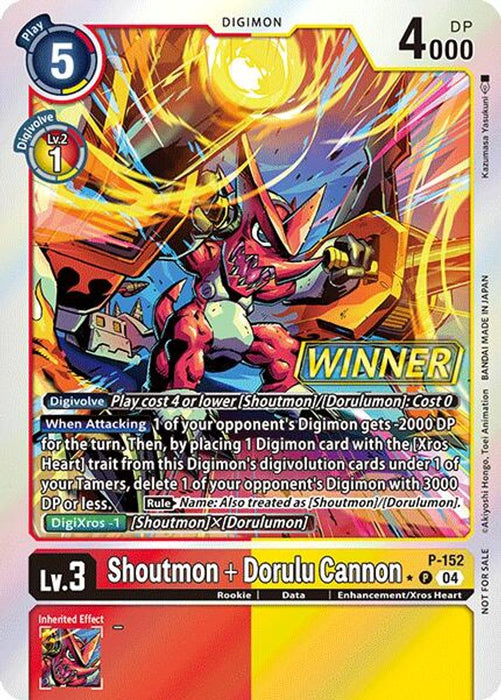 Shoutmon + Dorulu Cannon (Store Tournament 2024 Oct. - Dec. Winner Pack) (#P-152 P) (Digimon Promotion Cards) Near Mint Foil